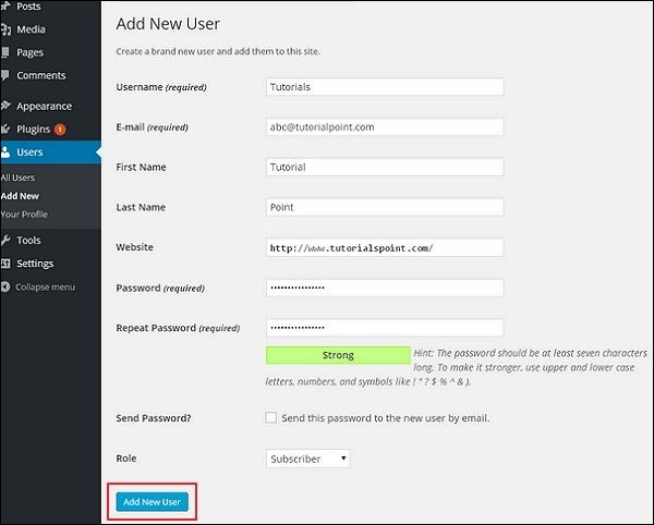 WordPress Add Users